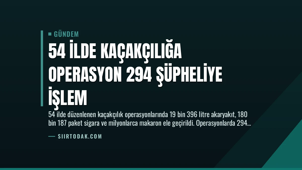 54 İlde Kaçakçılığa Operasyon 294 Şüpheliye İşlem