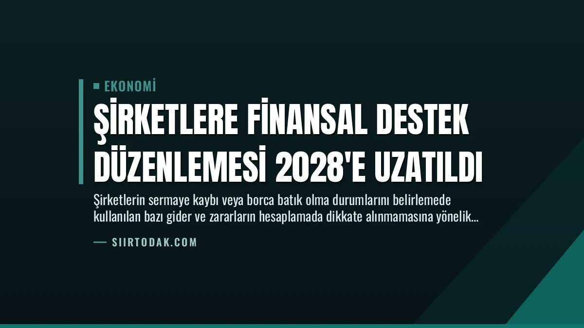 Şirketlere Finansal Destek Düzenlemesi 2028’e Uzatıldı