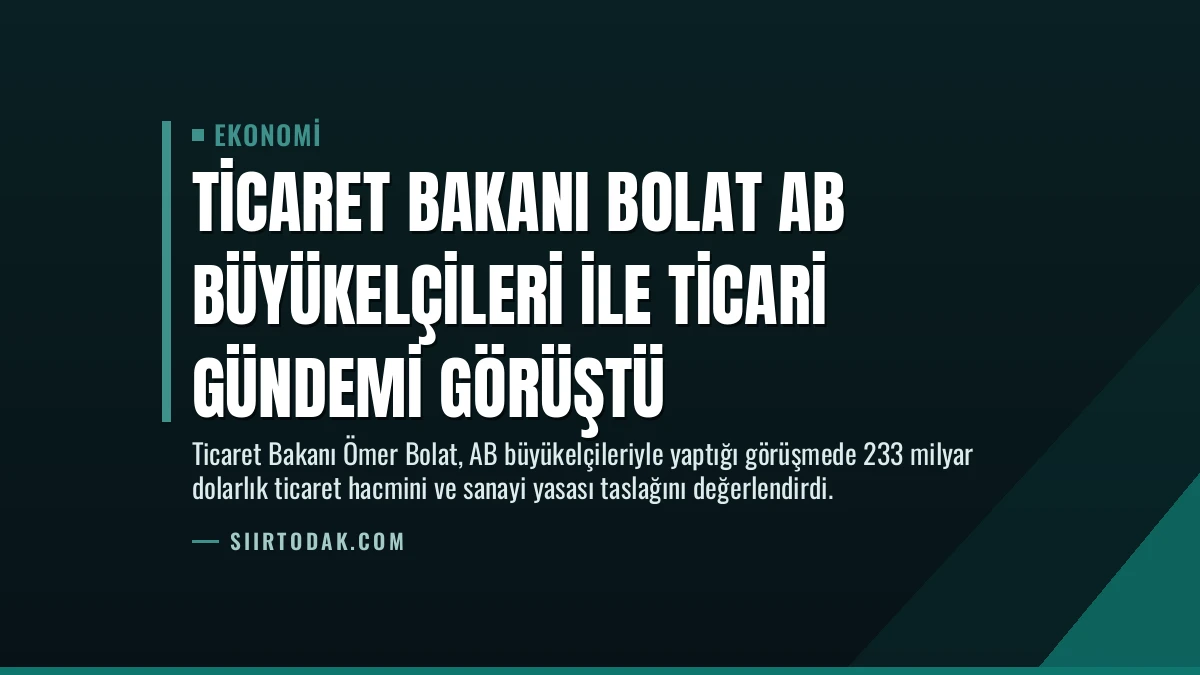 Ticaret Bakanı Bolat AB Büyükelçileri ile Ticari Gündemi Görüştü