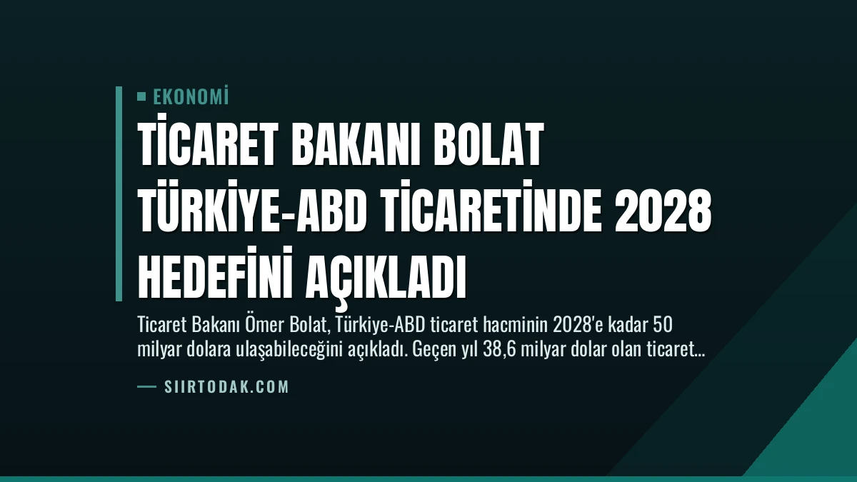 Ticaret Bakanı Bolat Türkiye-ABD Ticaretinde 2028 Hedefini Açıkladı