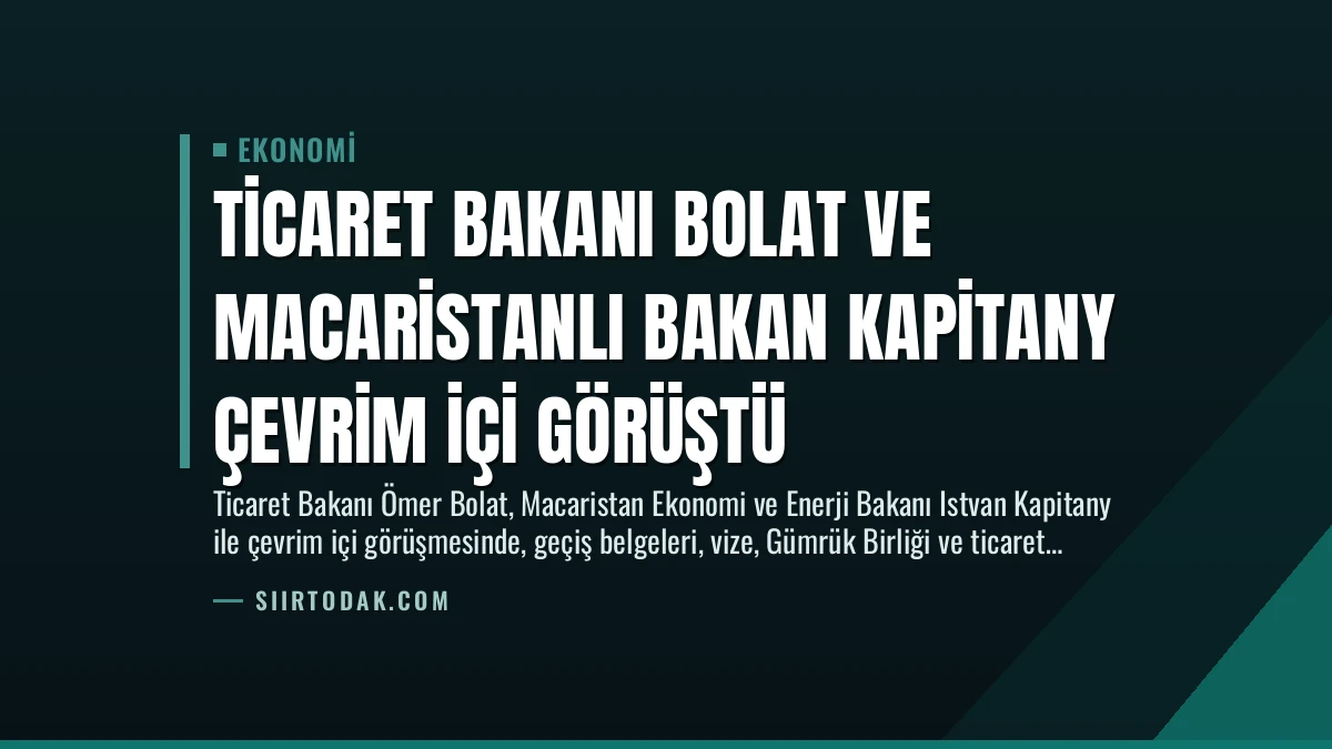 Ticaret Bakanı Bolat ve Macaristanlı Bakan Kapitany Çevrim İçi Görüştü